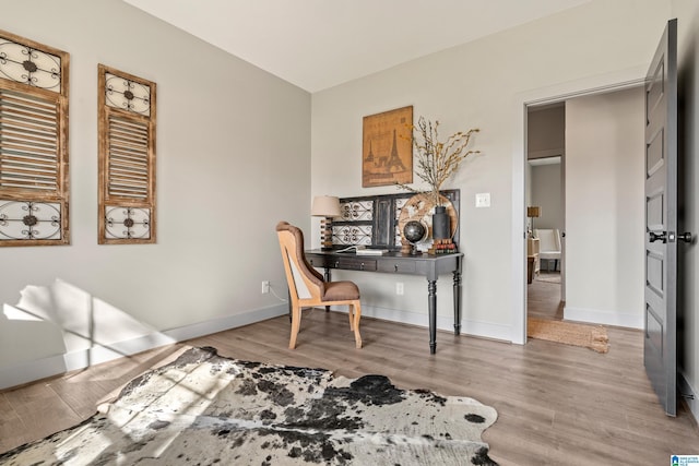 office space featuring hardwood / wood-style floors