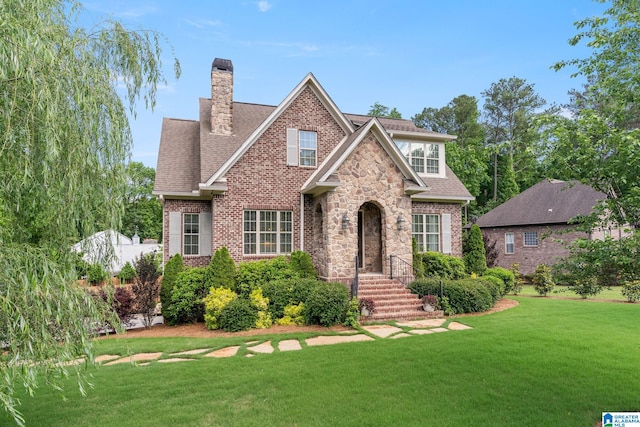 view of front of property featuring a front yard