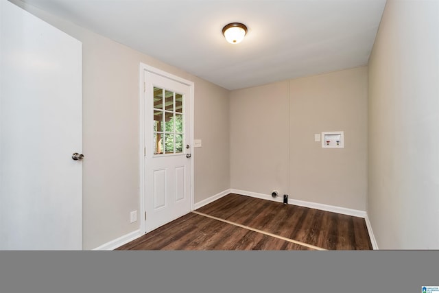 laundry area featuring dark wood-type flooring and hookup for a washing machine