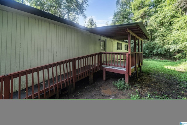 view of home's exterior featuring a deck