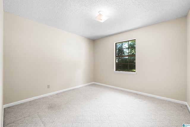 spare room with light colored carpet and a textured ceiling