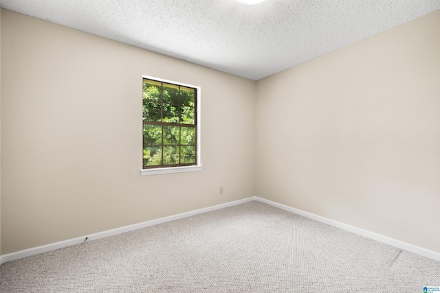 empty room with a textured ceiling and carpet floors