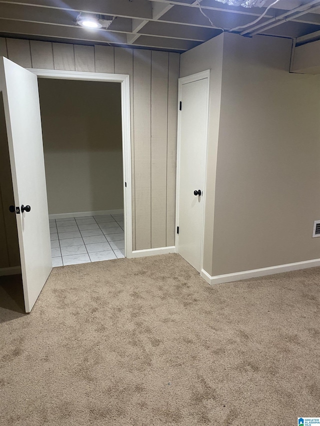 basement featuring carpet