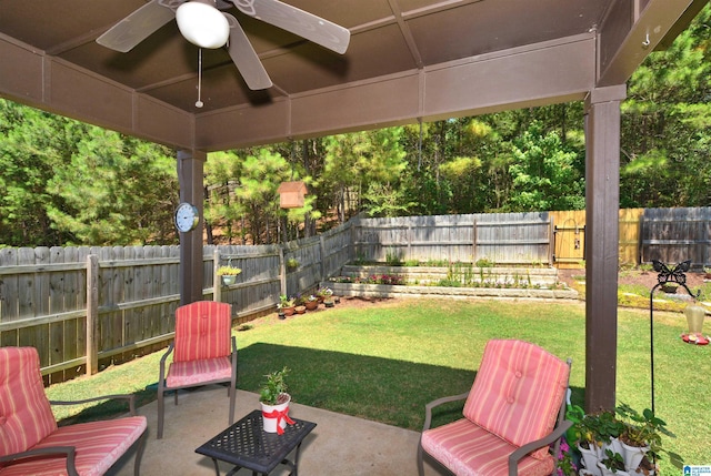 view of patio / terrace with ceiling fan