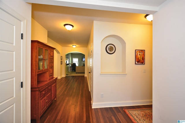 hall featuring dark hardwood / wood-style flooring