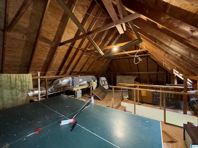 view of unfinished attic