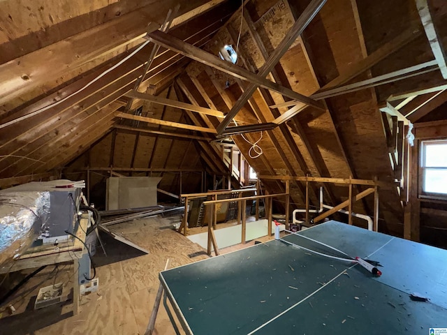 view of unfinished attic