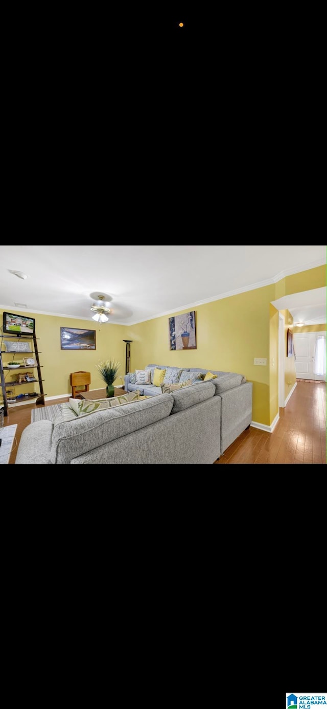 living room with wood-type flooring