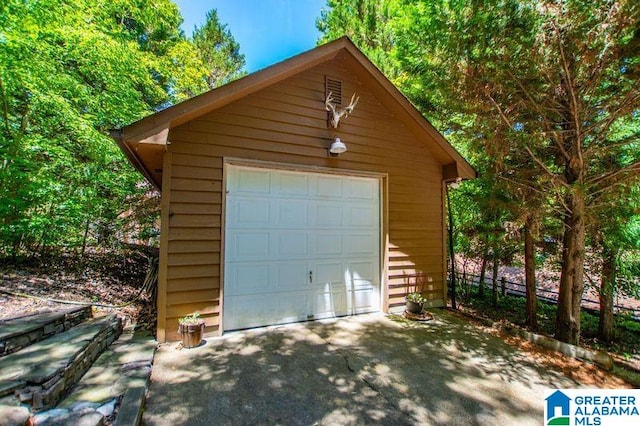 view of garage