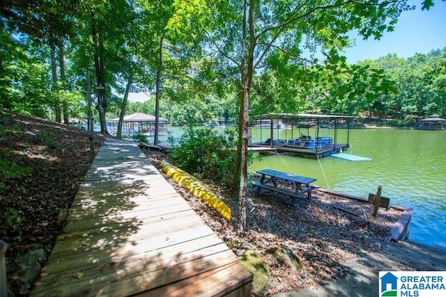 view of dock featuring a water view