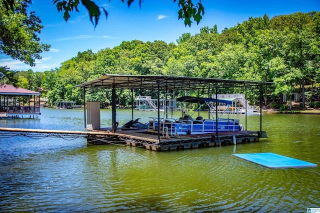 view of dock featuring a water view