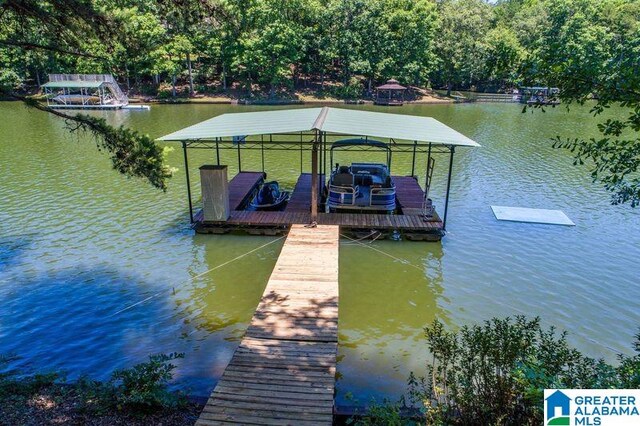 dock area featuring a water view