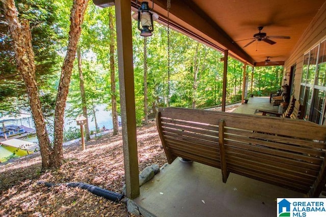 view of patio / terrace with ceiling fan