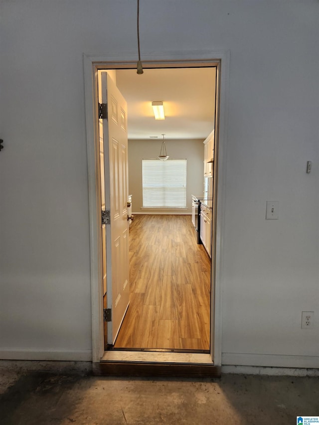 interior space featuring concrete floors