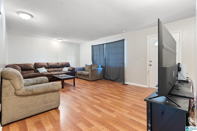 living room with hardwood / wood-style floors