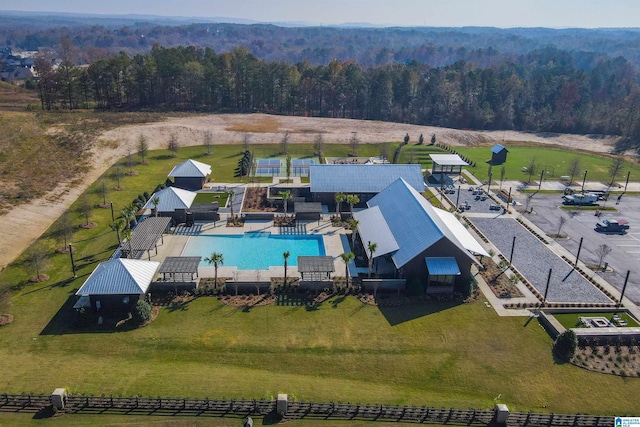 drone / aerial view with a rural view