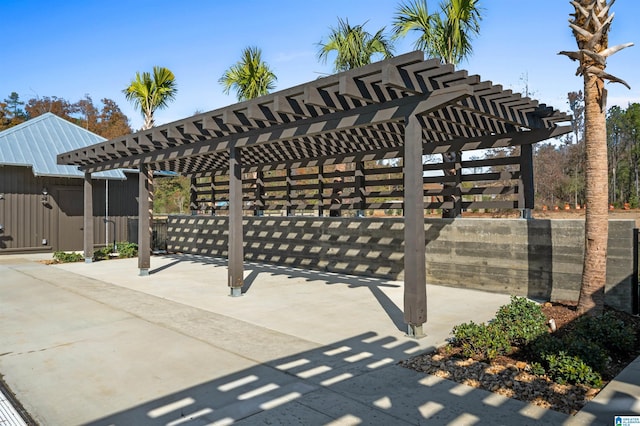 exterior space with a pergola