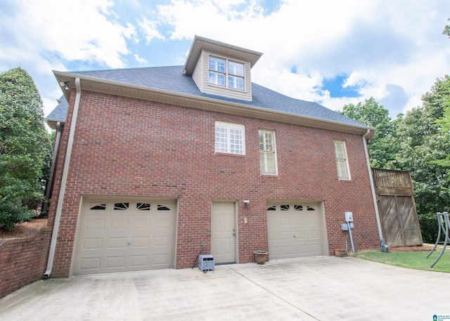 exterior space featuring a garage