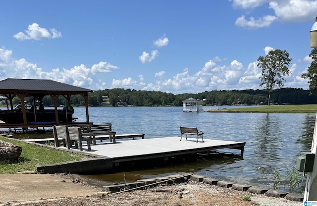 view of dock featuring a water view