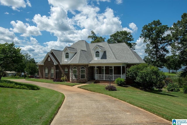 view of front of property with a front lawn and a porch