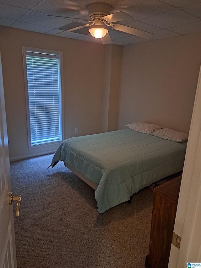 bedroom featuring carpet flooring and ceiling fan