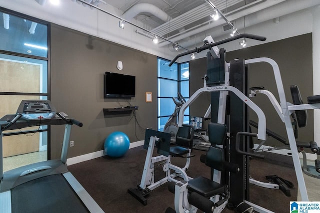 exercise room with a healthy amount of sunlight