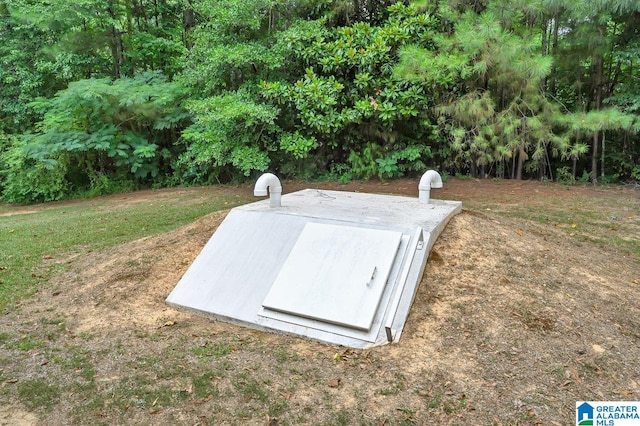 view of storm shelter