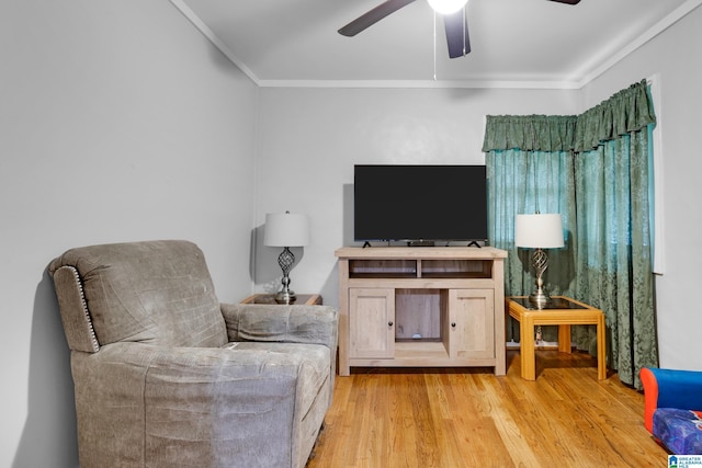 408 N Main St, Graysville, AL 35073 - living room featuring ornamental molding, wood finished floors, and ceiling fan