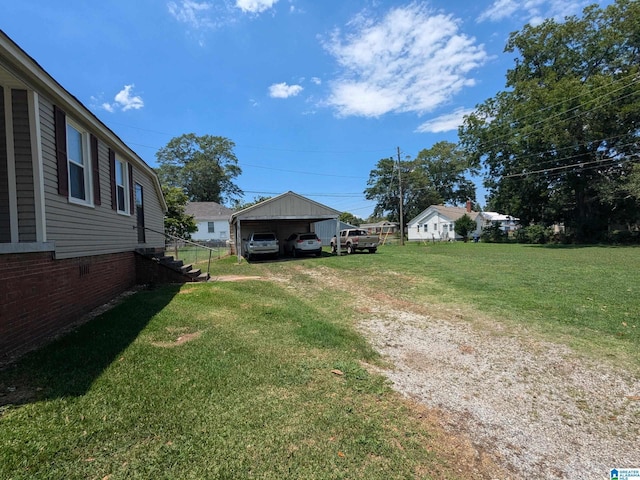 view of yard featuring a carport