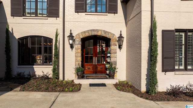 property entrance with french doors