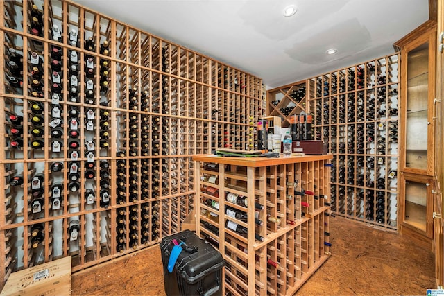 wine cellar with recessed lighting