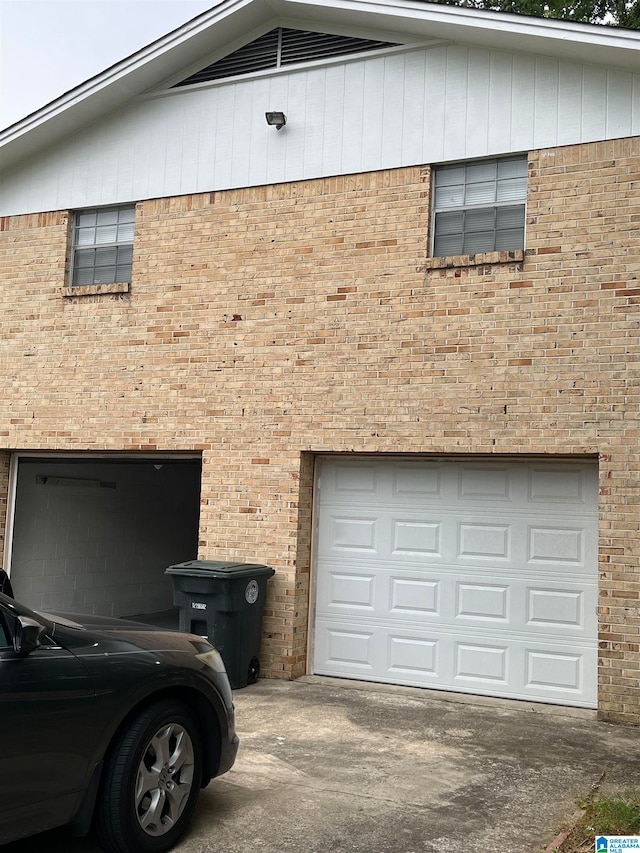 view of garage