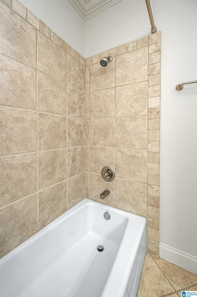 full bathroom featuring shower / tub combination, baseboards, and tile patterned flooring