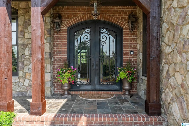 entrance to property with french doors