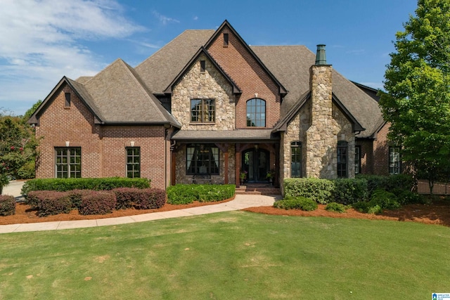 view of front facade with a front lawn