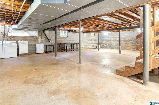 basement featuring washer and dryer