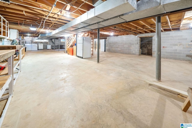 basement featuring washing machine and dryer