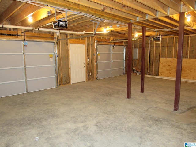 garage with a garage door opener