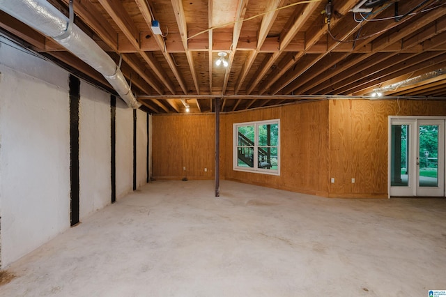 basement with wooden walls