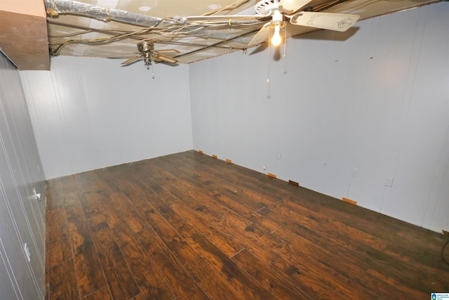 basement featuring wood-type flooring