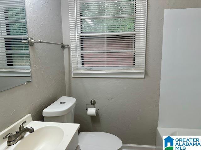 bathroom with toilet and vanity