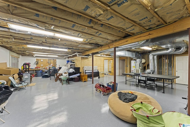 basement with water heater