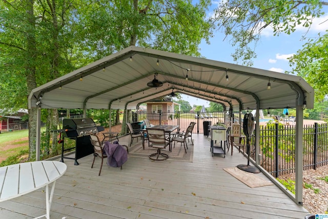 wooden deck featuring a gazebo