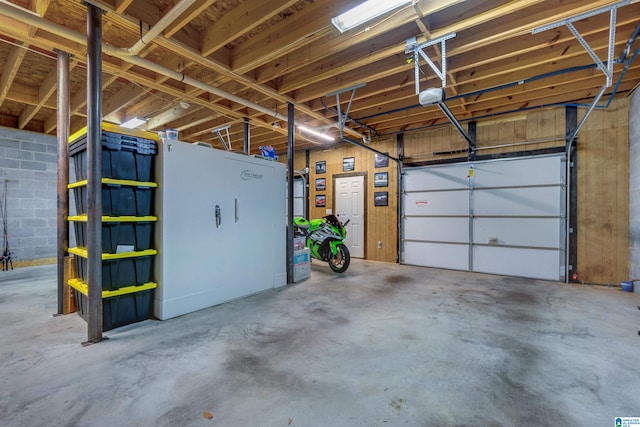 garage with a garage door opener