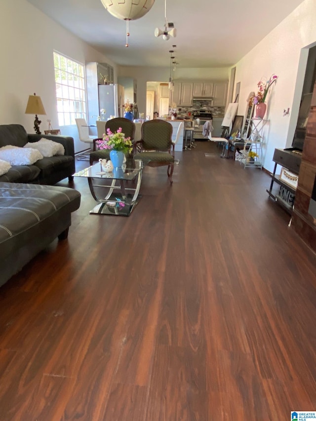 living room with hardwood / wood-style floors