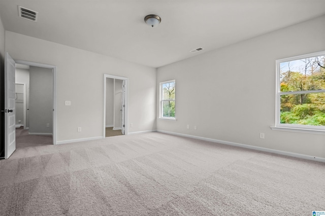 unfurnished bedroom with light colored carpet