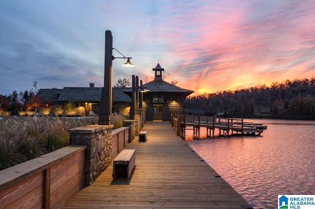 dock area featuring a water view