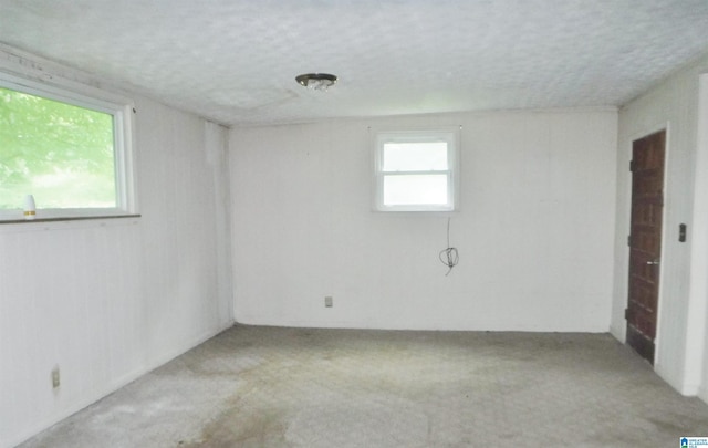 empty room featuring a textured ceiling and a wealth of natural light