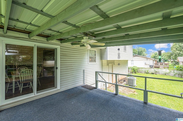 view of patio / terrace featuring cooling unit and ceiling fan