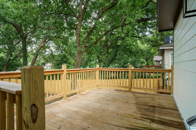 wooden deck with cooling unit